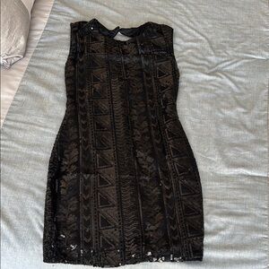 Elegant Black Lace Dress sequined mini